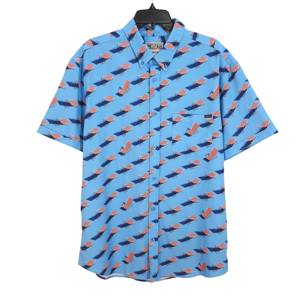 RSVLTS Kunuflex American Beach Day Button Down Shirt XL Lounge Chair AOP Print